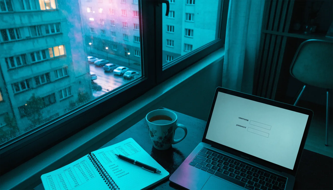 Domowe biurko z laptopem i notatnikiem do gry online